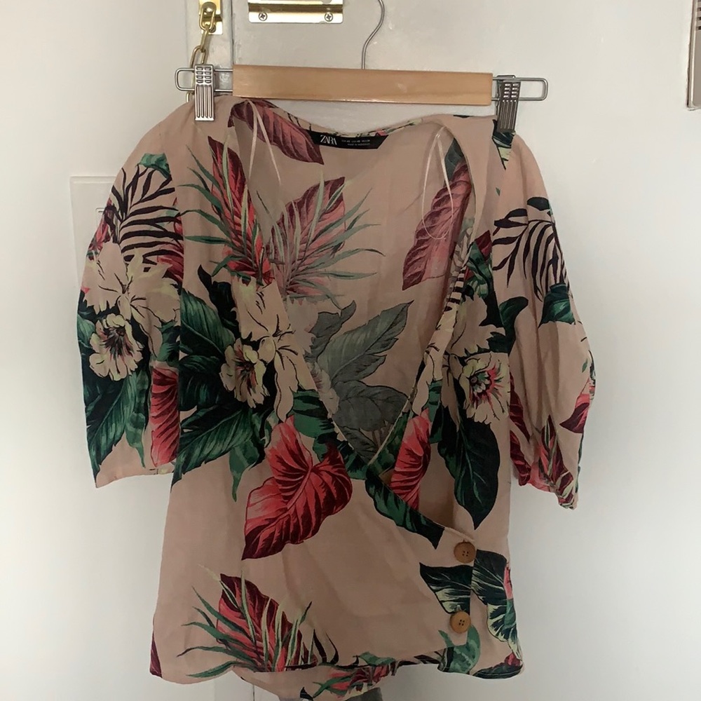Zara Linen Floral Top